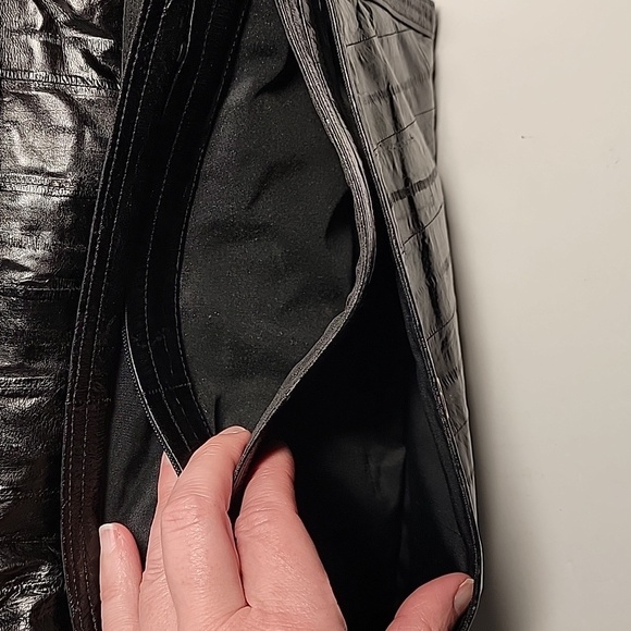 Vintage Eel Skin Leather Clutch Purse Black Fold Over Soft Pockets Handbag - Picture 6 of 16